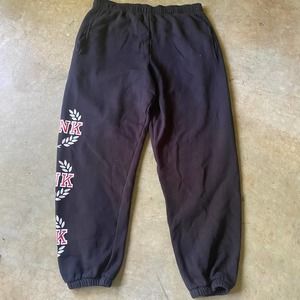 Victoria's Secret PINK Retro Sweatpant Wide Leg Elastic Hem Black Size Medium